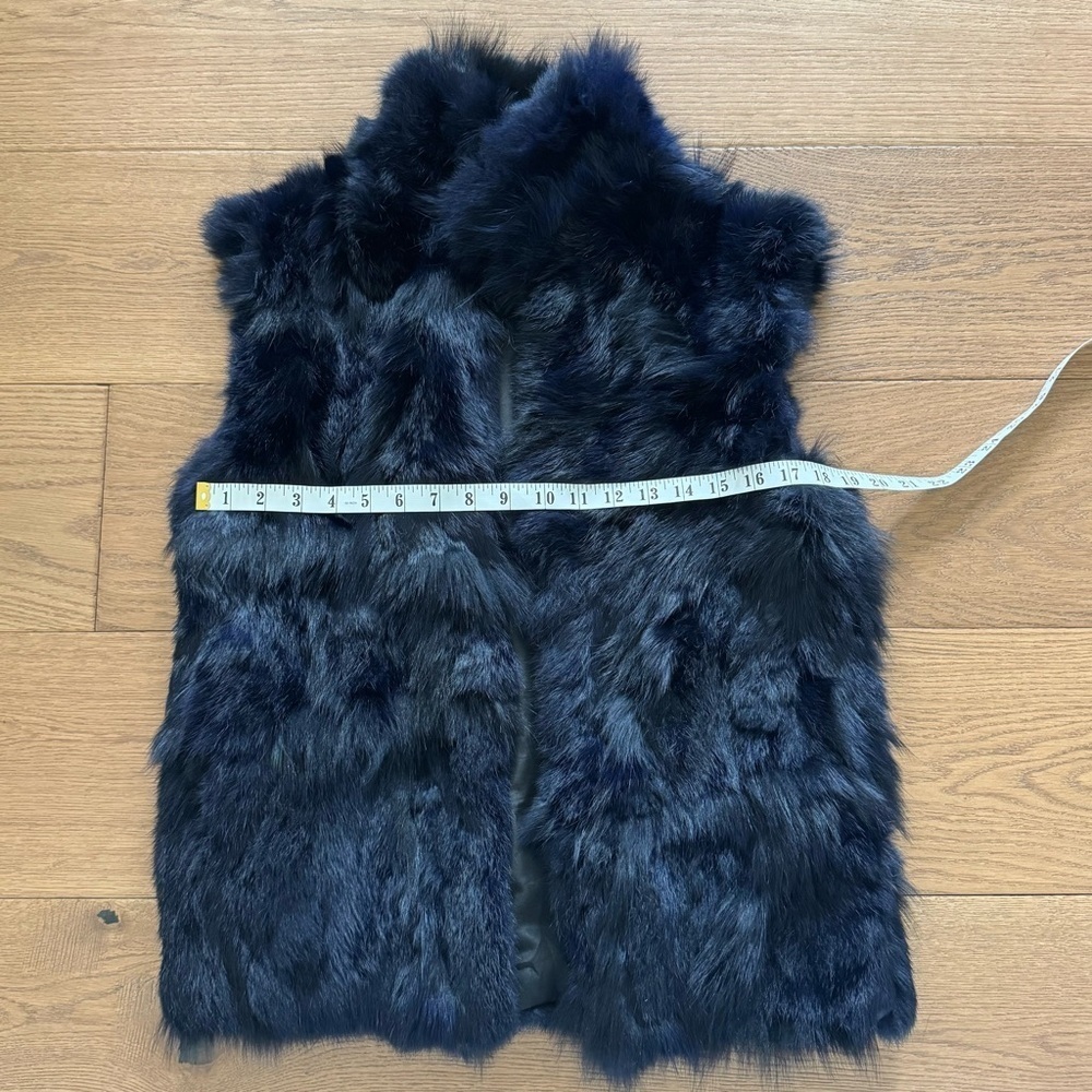 Adrienne Landau Rabbit & Fox Fur Dyed Vest - Midnight Blue - Size S - Like New - Picture 4 of 12